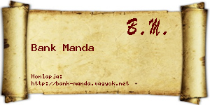 Bank Manda névjegykártya